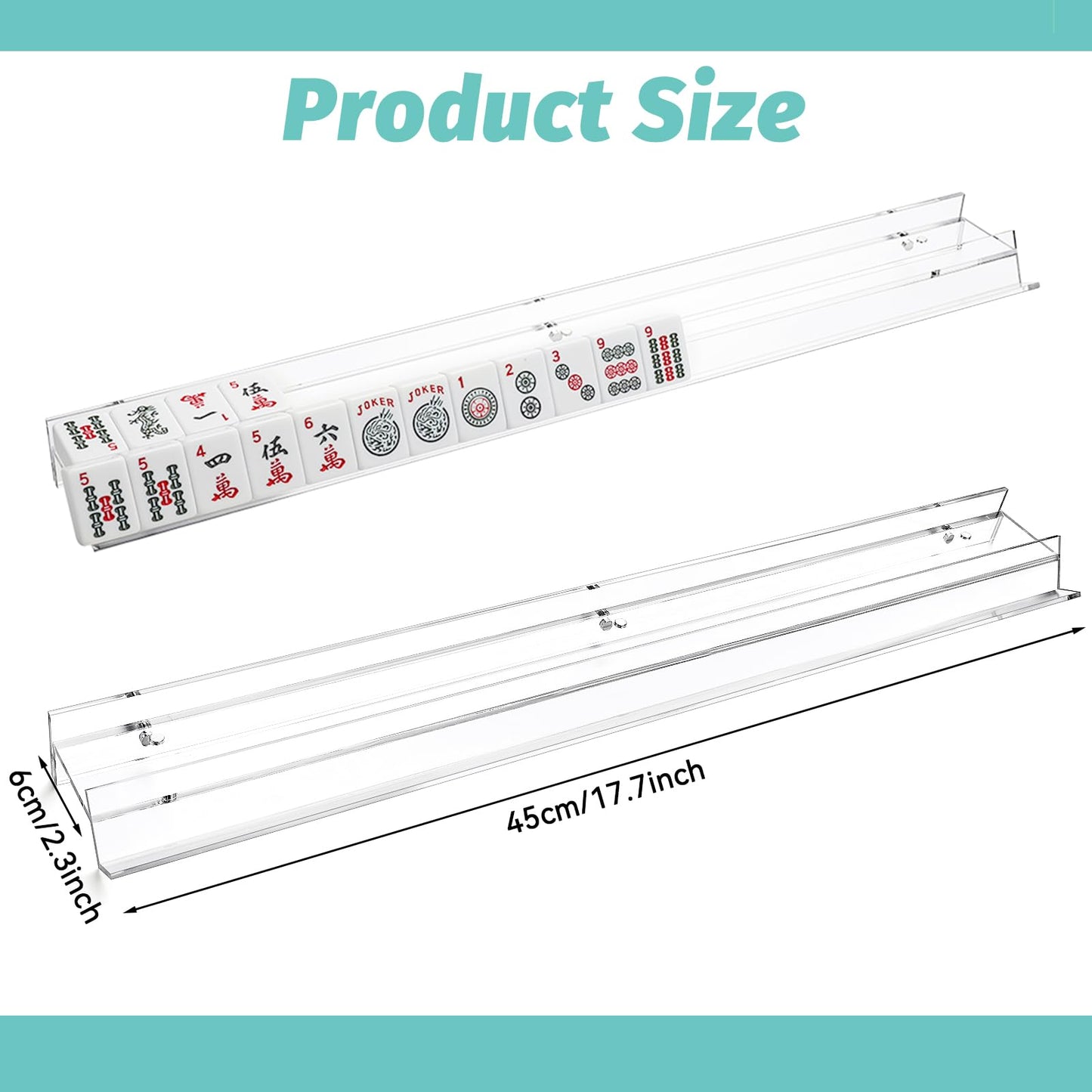 DoubleFill 4 Pack Mahjong Tile Rack & Pusher Set – Acrylic Flat Edge Racks for 4 Players