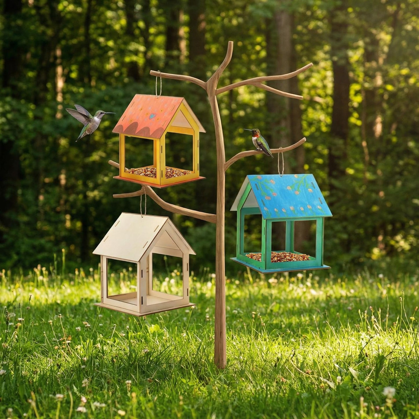 DoubleFill 24 Pcs Wooden Bird Feeder Kits for Kids – Build & Paint