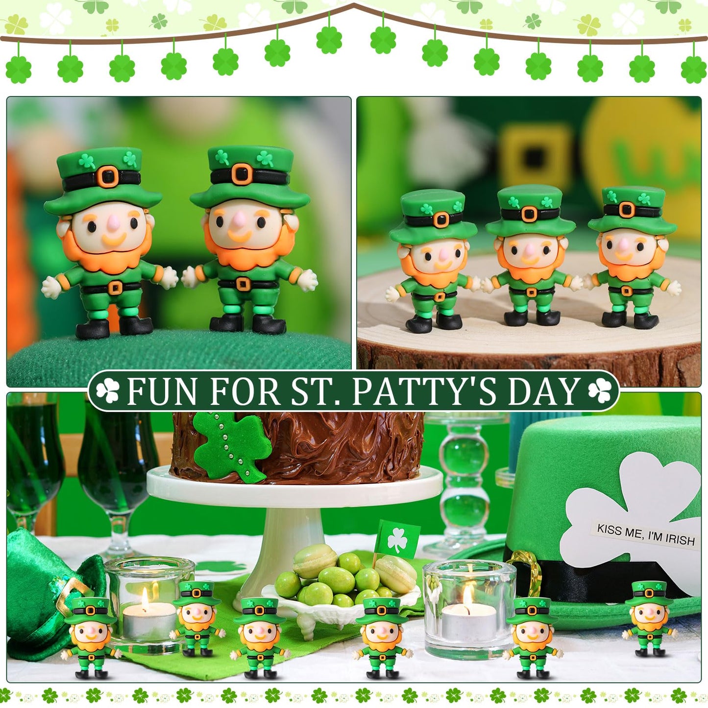 DoubleFill 50 Pcs St. Patrick's Day Mini Leprechaun Figurines – Bulk Irish Party Decor