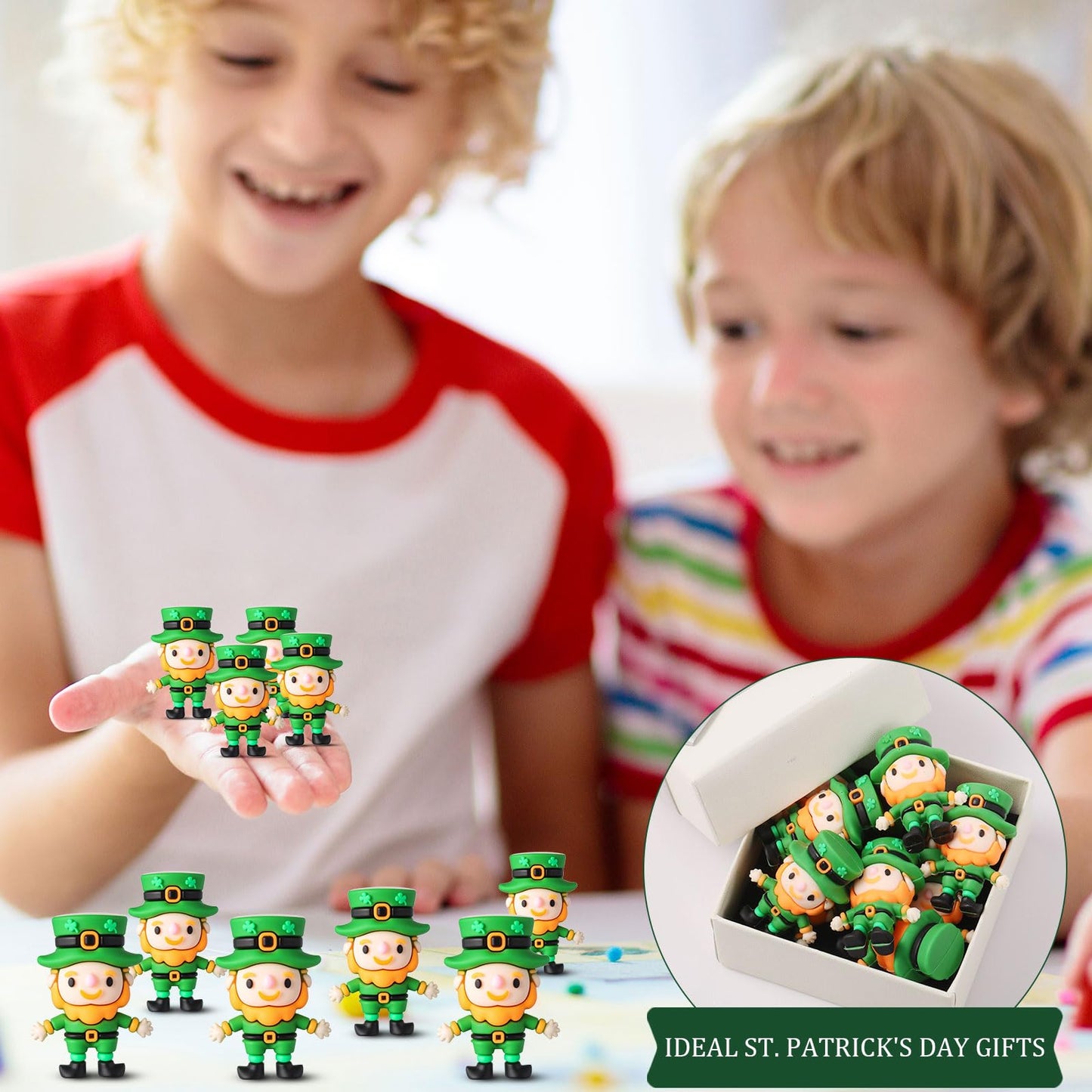 DoubleFill 50 Pcs St. Patrick's Day Mini Leprechaun Figurines – Bulk Irish Party Decor