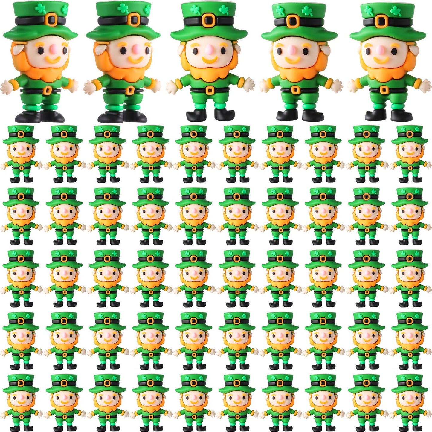 DoubleFill 50 Pcs St. Patrick's Day Mini Leprechaun Figurines – Bulk Irish Party Decor