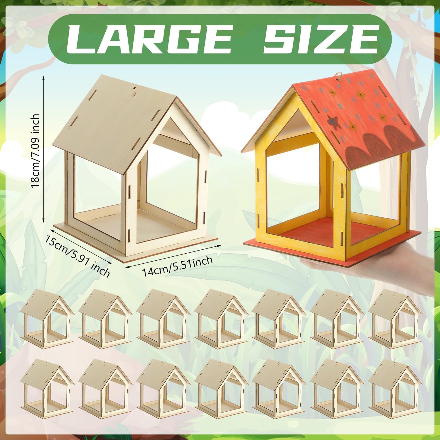 DoubleFill 24 Pcs Wooden Bird Feeder Kits for Kids – Build & Paint