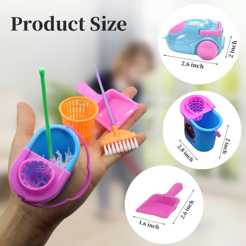 DoubleWood Doll House Cleaning Accessories Set – 9 Miniature Tools for 11.5-Inch Dollhouses