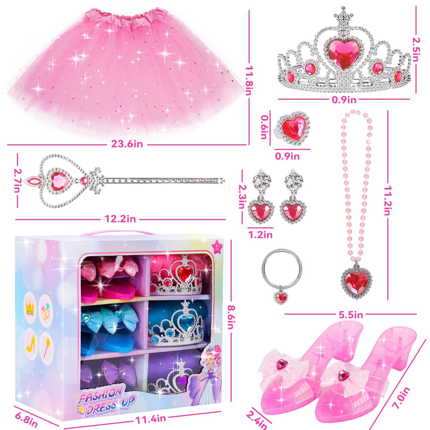 DOUEUREL Princess Dress Up Set – Girls Jewelry Boutique Role Play Kit (3–10 Years)