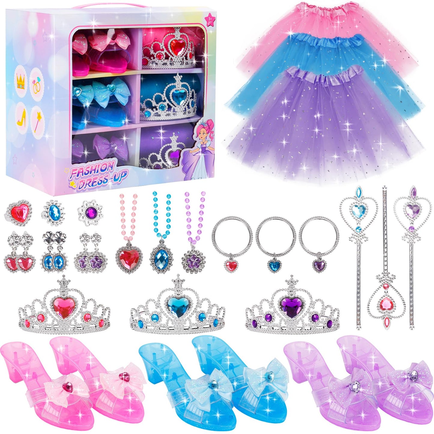 DOUEUREL Princess Dress Up Set – Girls Jewelry Boutique Role Play Kit (3–10 Years)