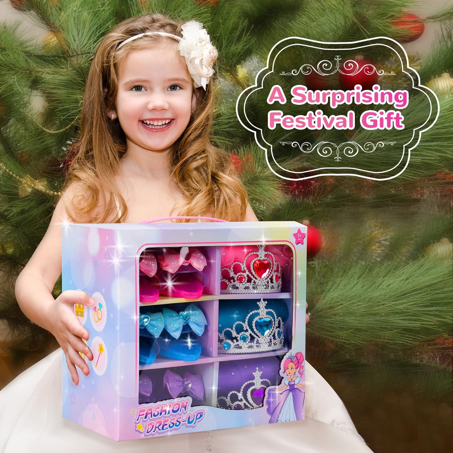 DOUEUREL Princess Dress Up Set – Girls Jewelry Boutique Role Play Kit (3–10 Years)