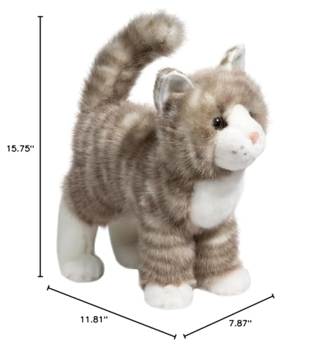 Douglas Zipper Gray Tabby Cat Plush – 12-Inch Huggable Stuffed Animal