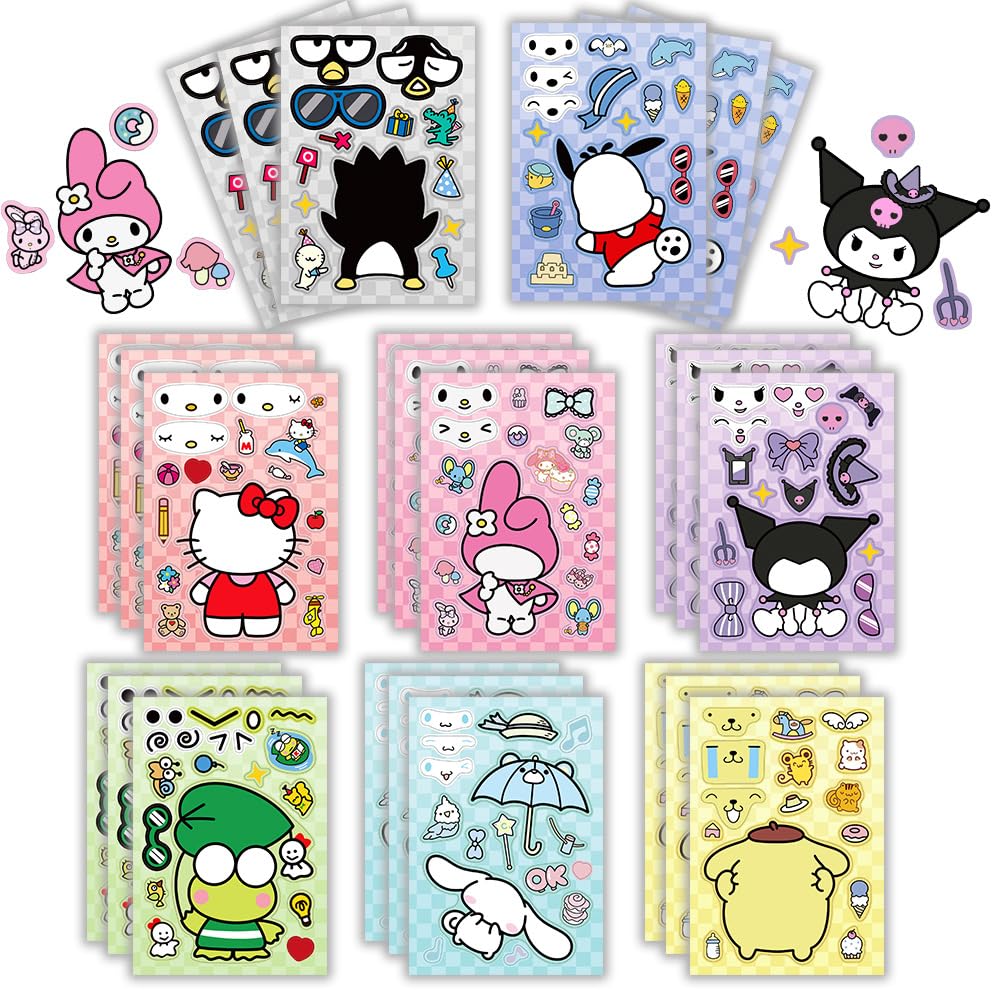 Dovipta Cute Anime Stickers — 24 Sheets, 8 Princess Patterns