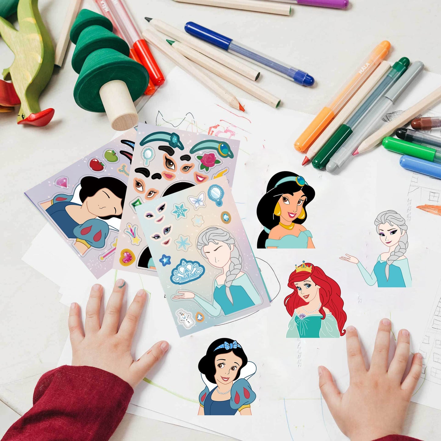 Dovipta Cute Princesses Stickers – 24 Sheets Princess Face DIY Sticker Pack