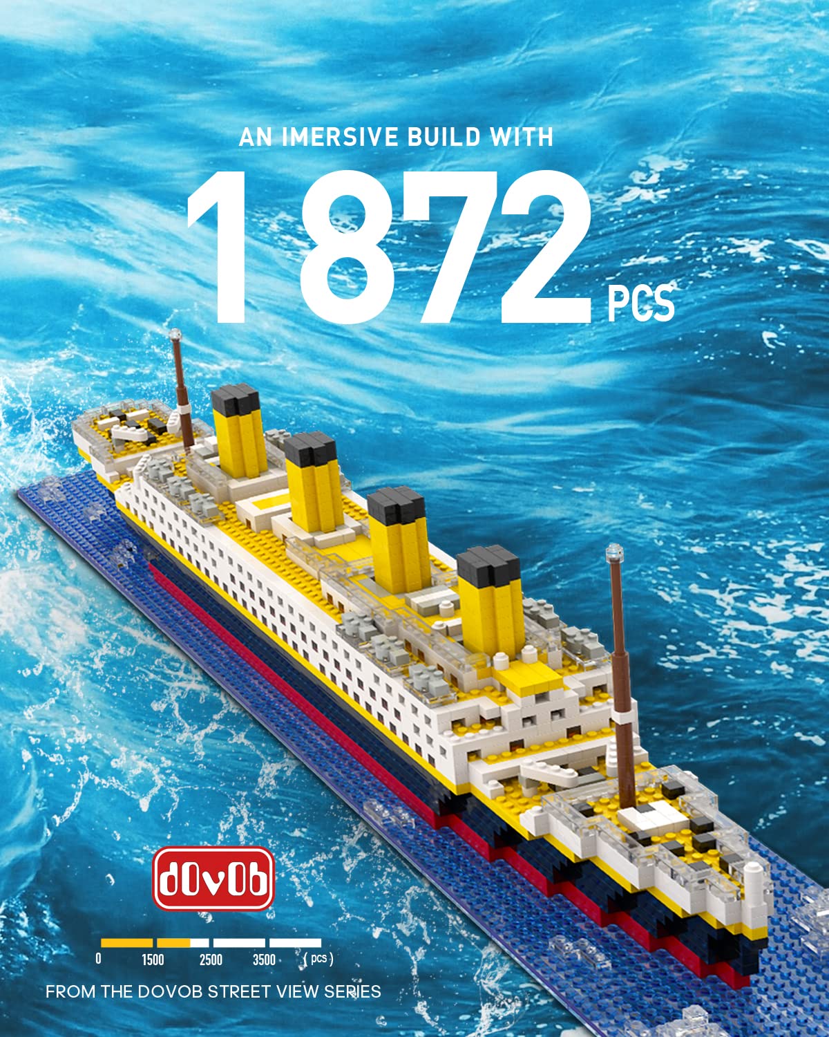 dOvOb Titanic Micro Blocks – 1872-Piece Model with 2 Figures | Gift for Adults & Kids
