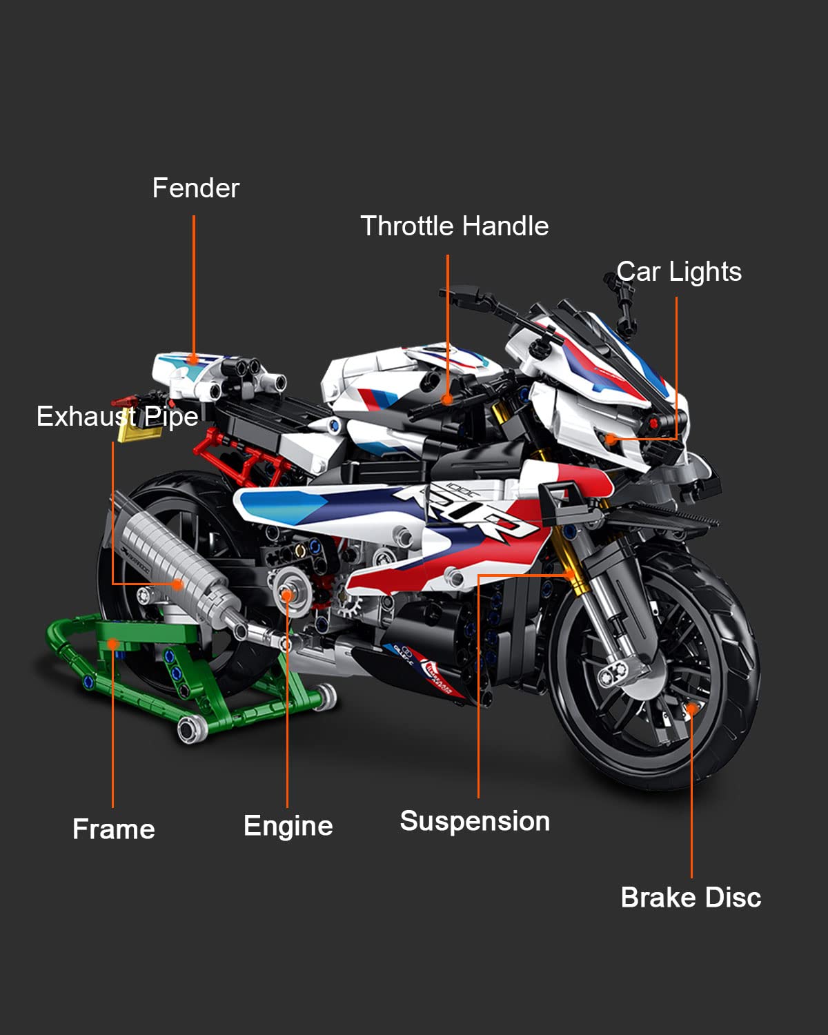 dOvOb Motorcycle 1000 RR Model Building Blocks Set - 912 Pieces - 1:5 Scale