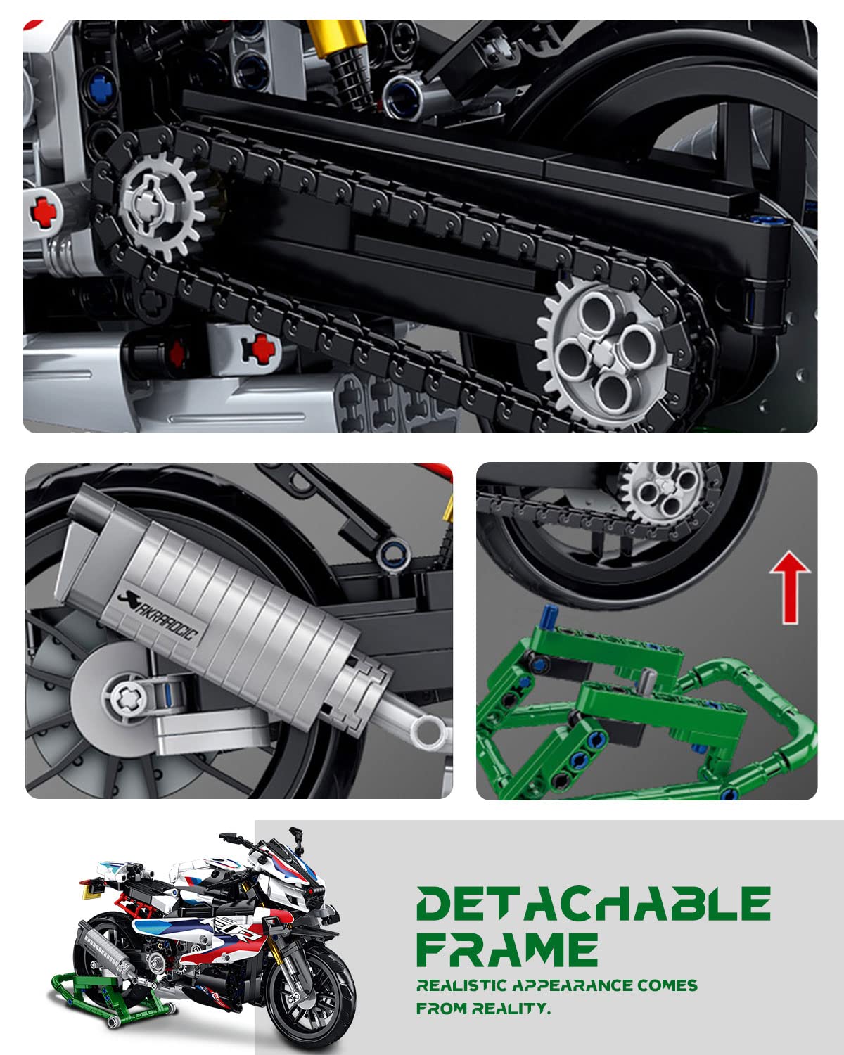 dOvOb Motorcycle 1000 RR Model Building Blocks Set - 912 Pieces - 1:5 Scale
