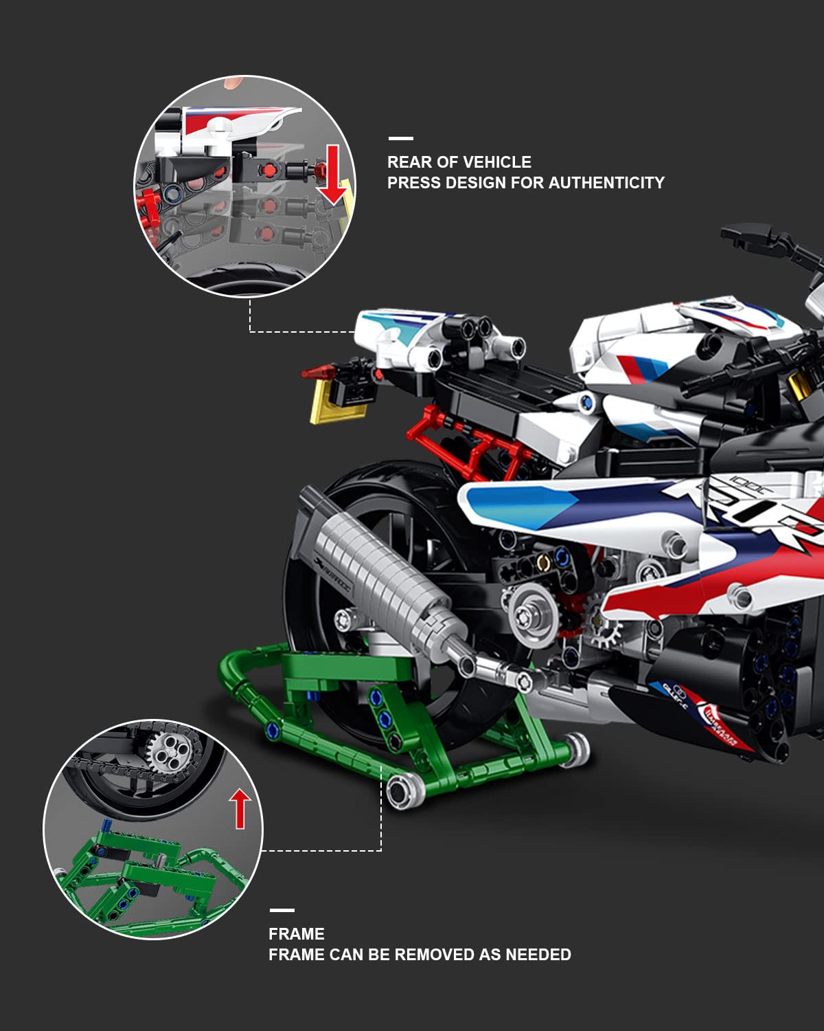 dOvOb Motorcycle 1000 RR Model Building Blocks Set - 912 Pieces - 1:5 Scale