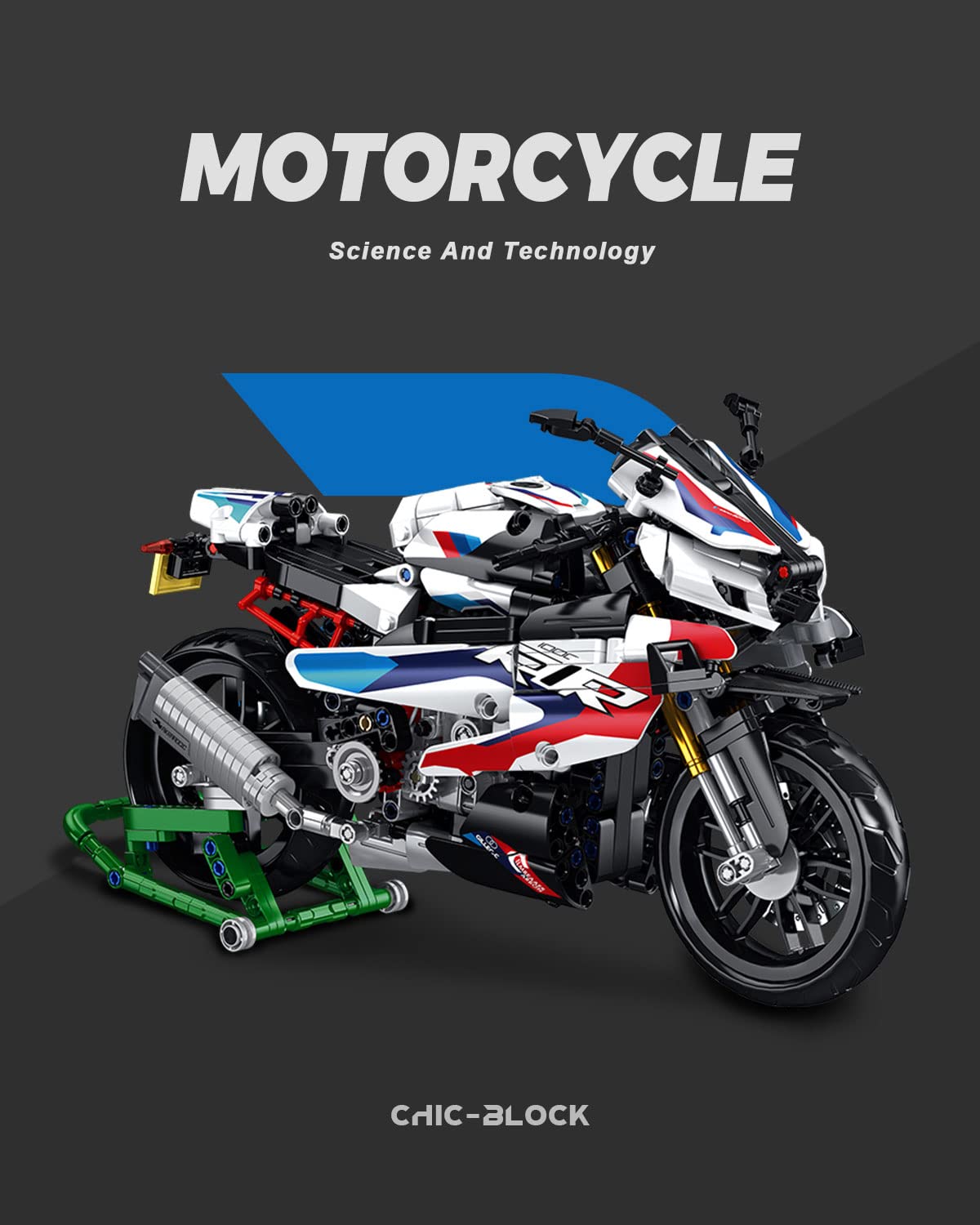 dOvOb Motorcycle 1000 RR Model Building Blocks Set - 912 Pieces - 1:5 Scale