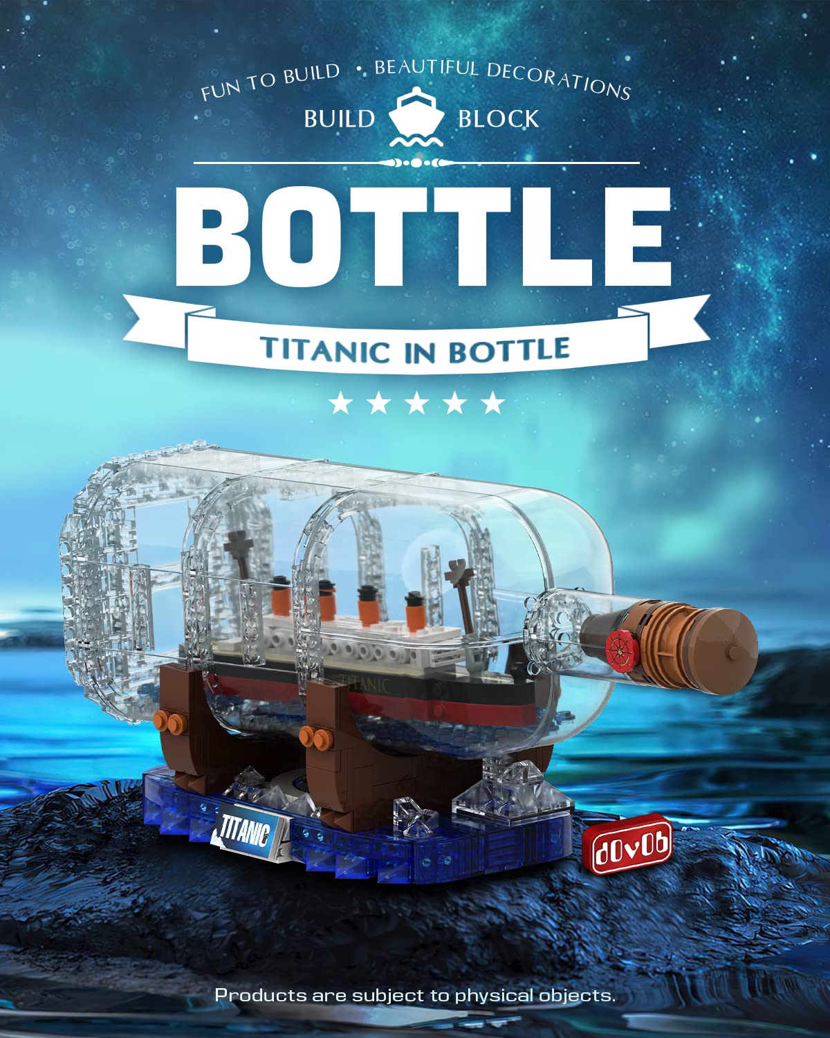 dOvOb Titanic Ship in a Bottle Blocks Set – 878 Pieces | Creative Display & STEM Gift
