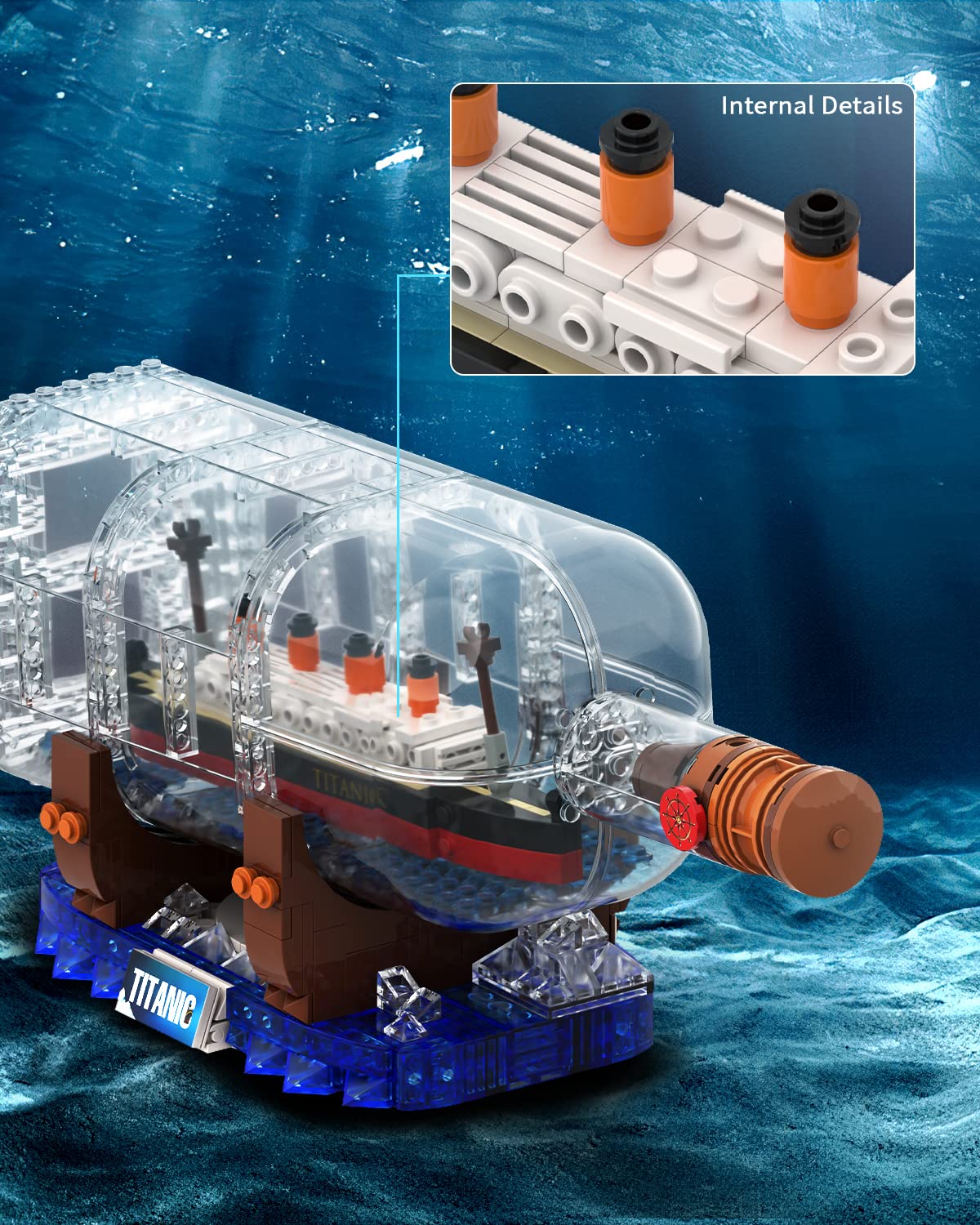 dOvOb Titanic Ship in a Bottle Blocks Set – 878 Pieces | Creative Display & STEM Gift