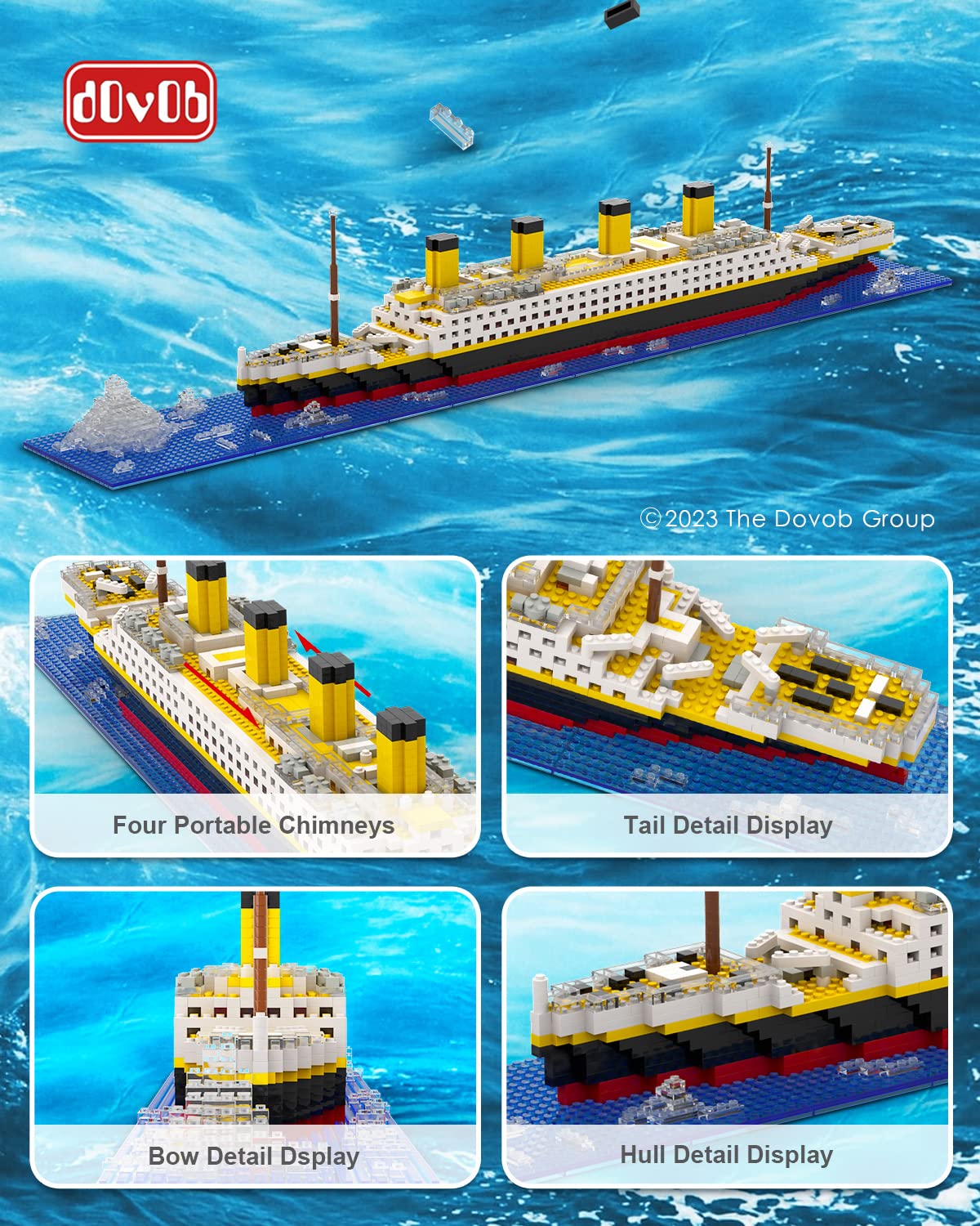 dOvOb Titanic Micro Blocks – 1872-Piece Model with 2 Figures | Gift for Adults & Kids