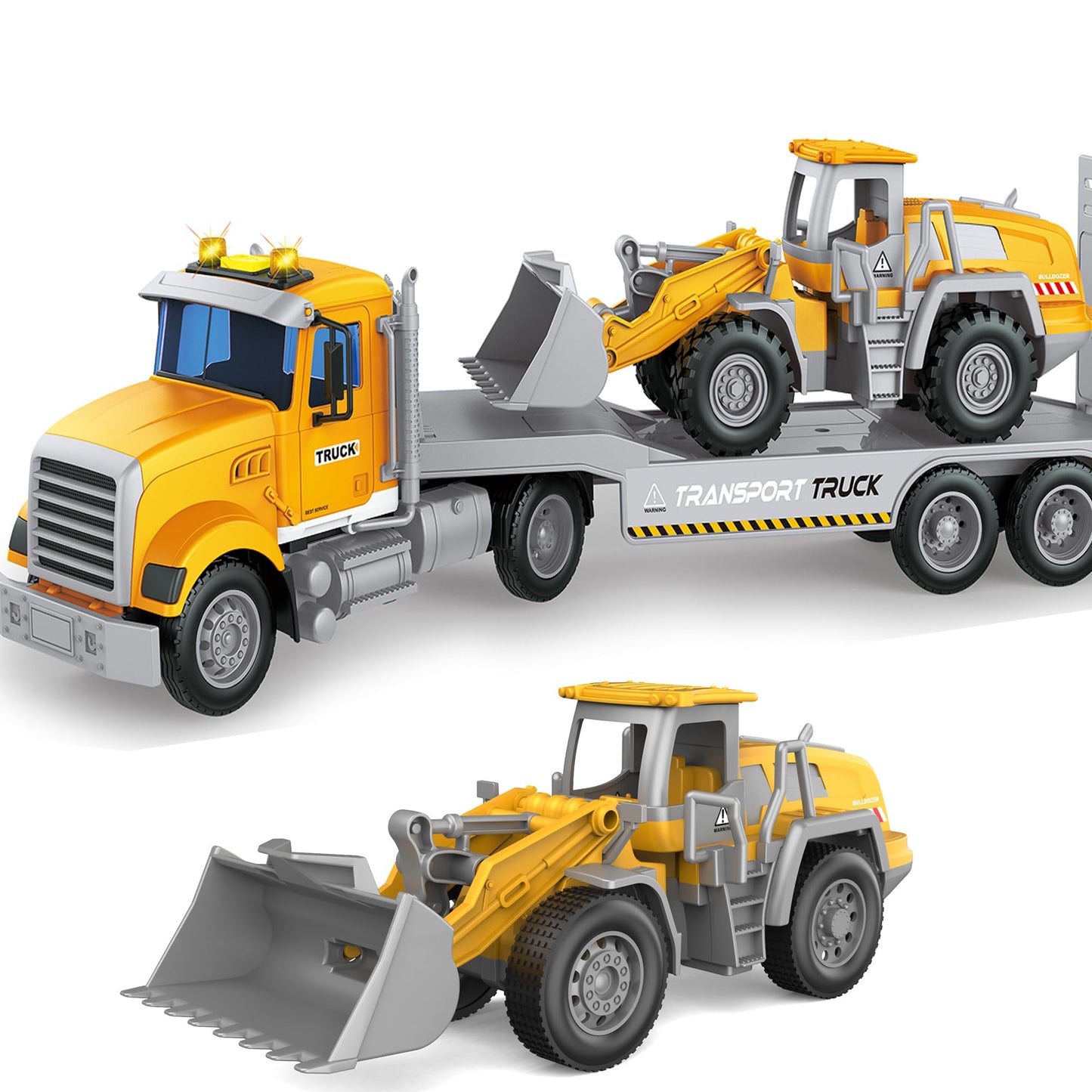 DOWELLIN Carrier Vehicle Truck Toys for Kids – 2-in-1 Transport Truck with Bulldozer (Ages 3+)