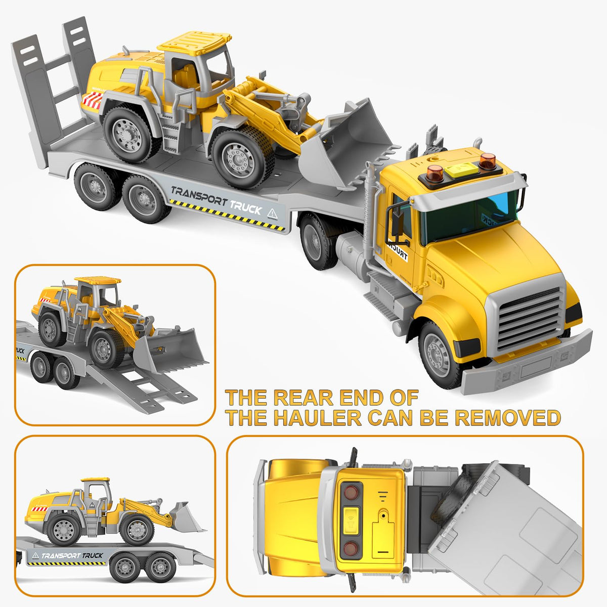DOWELLIN Carrier Vehicle Truck Toys for Kids – 2-in-1 Transport Truck with Bulldozer (Ages 3+)