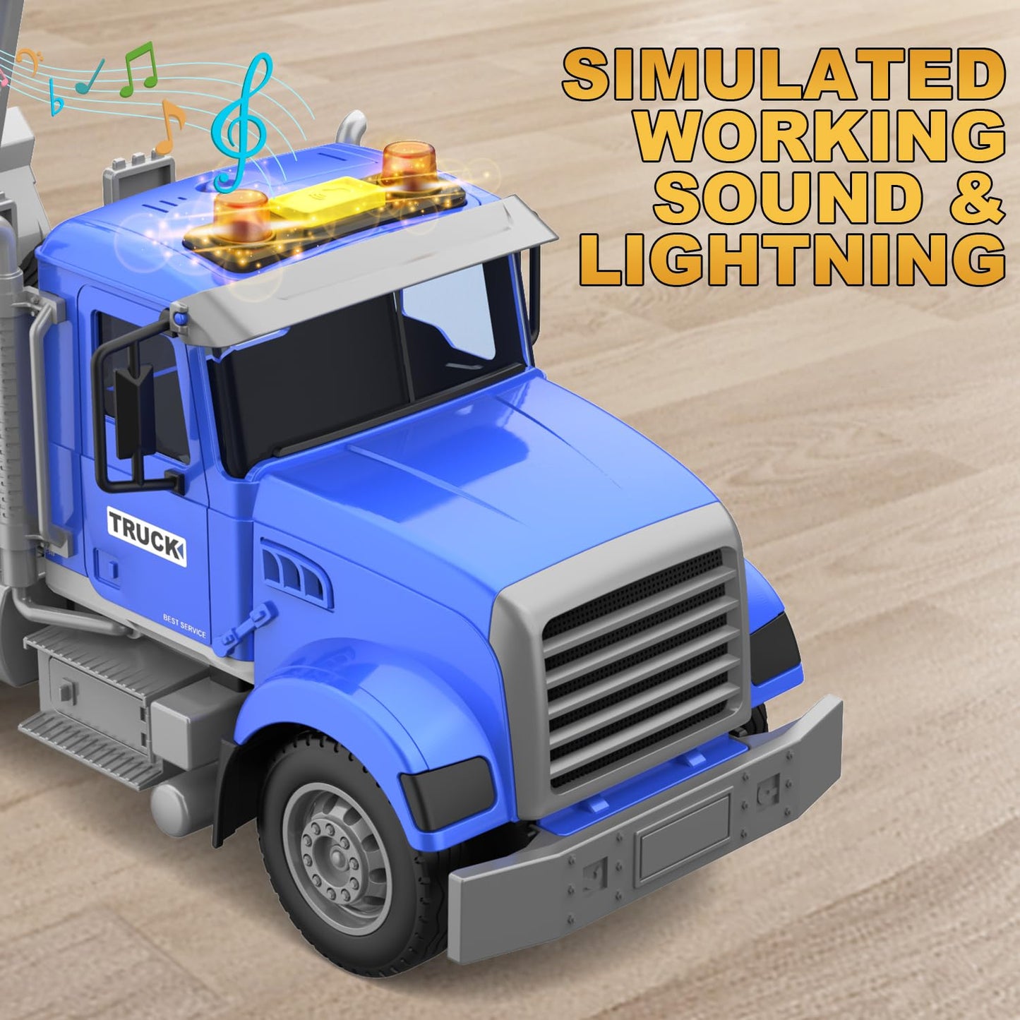 DOWELLIN 22-Inch Transports Trucks Toy Carrier & Excavator — Lights, Sounds, Friction-Powered