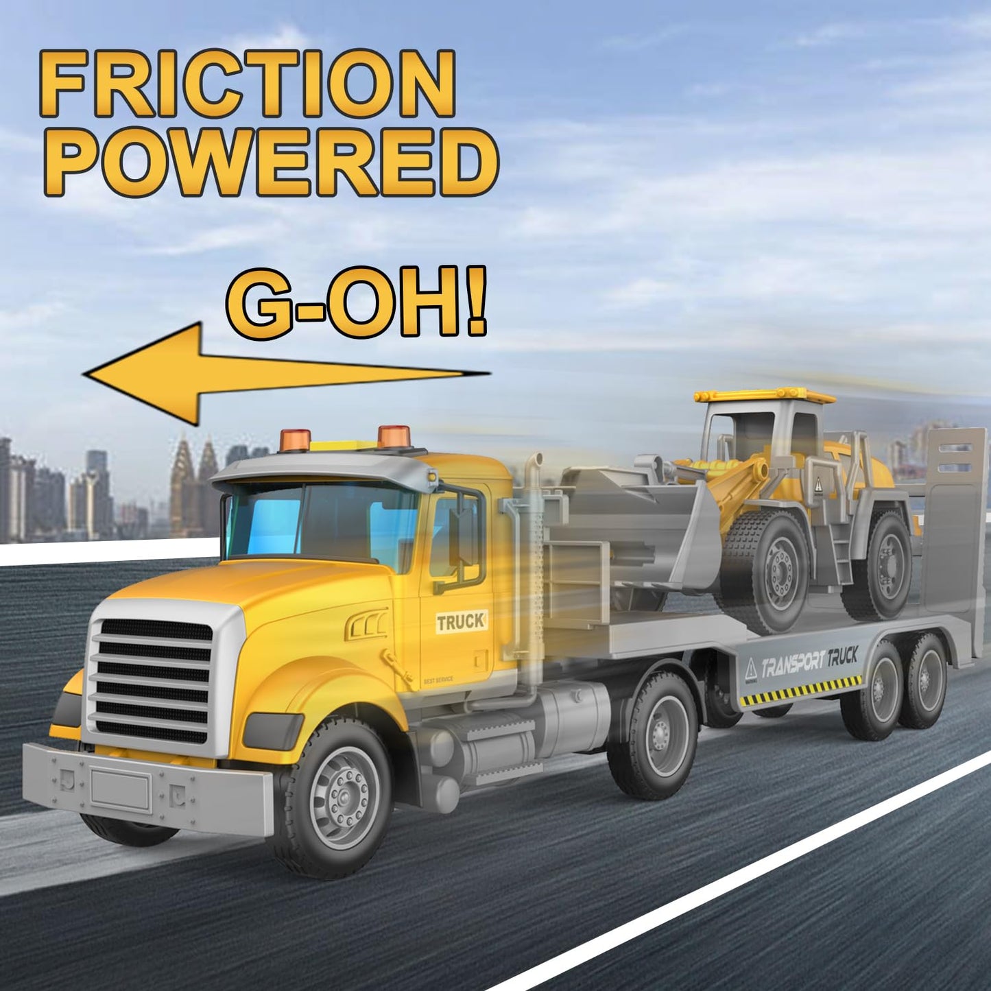 DOWELLIN Carrier Vehicle Truck Toys for Kids – 2-in-1 Transport Truck with Bulldozer (Ages 3+)