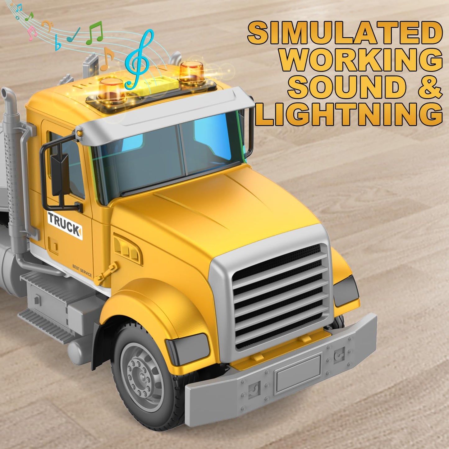 DOWELLIN Large 22in Semi Police Truck with Helicopter – Friction-Powered Kids Toy