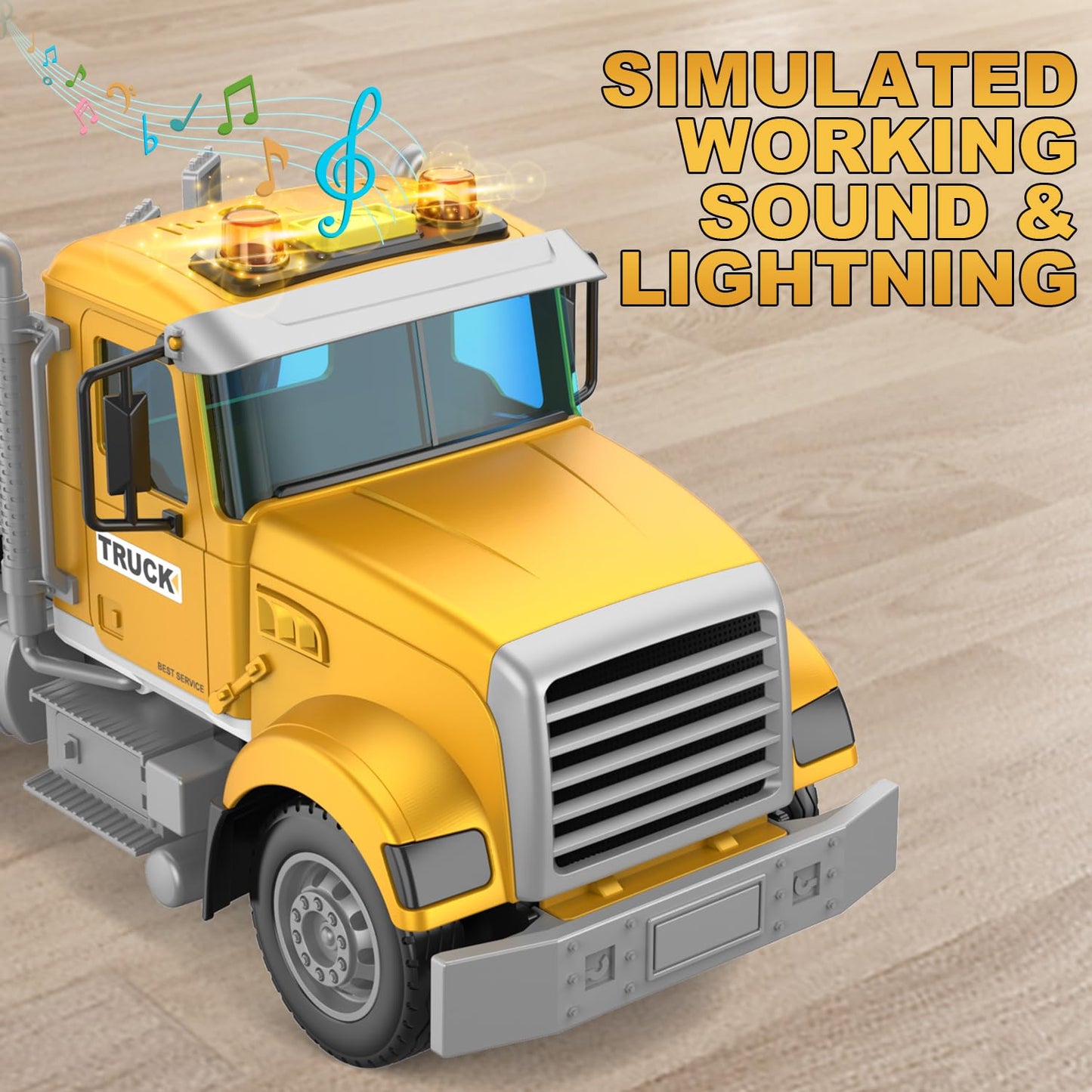 Dowellin Transports Trucks 22-Inch Large Semi Truck Toy Carrier & Excavator with Sound & Light – 2-in-1 Friction-Powered, Yellow