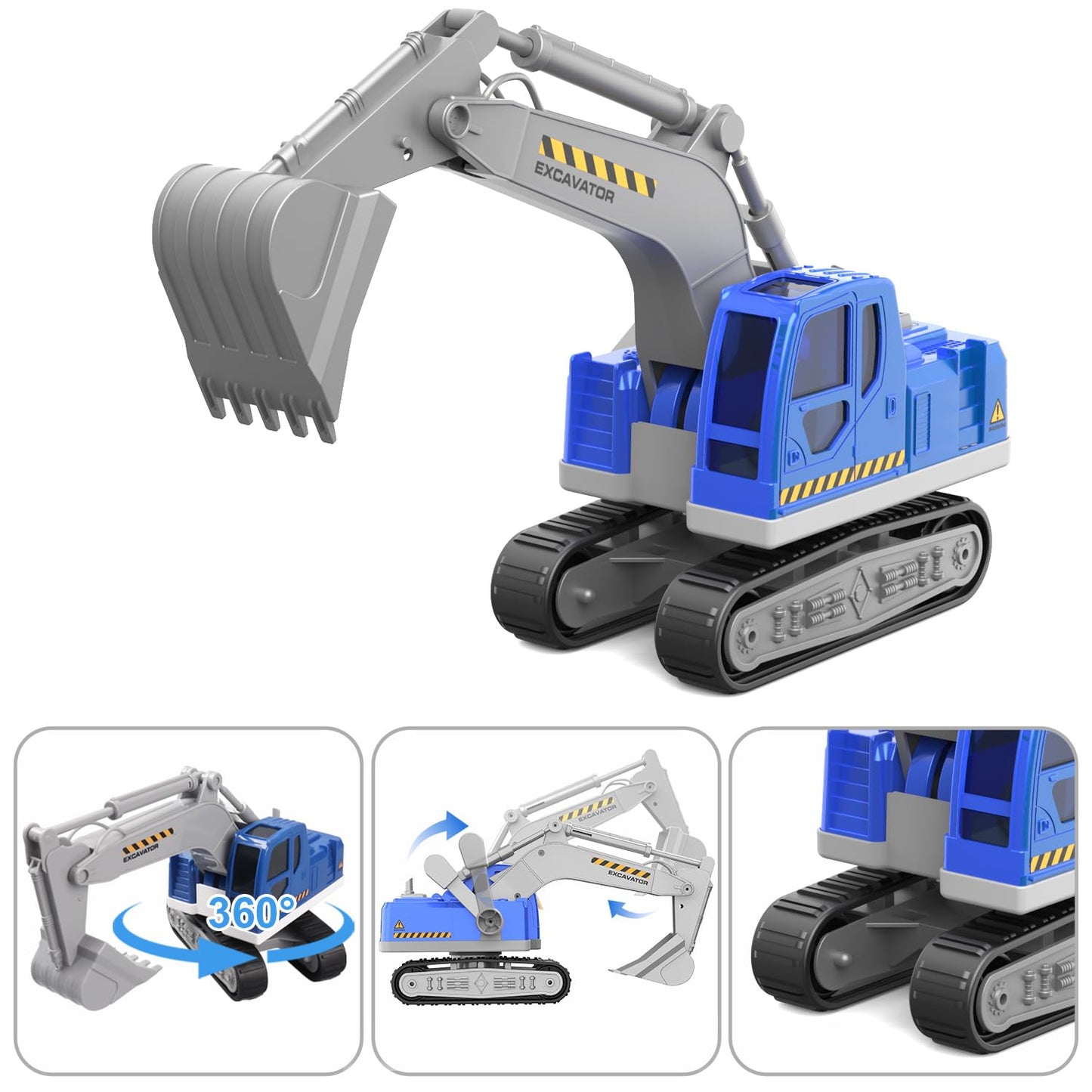 DOWELLIN 22-Inch Transports Trucks Toy Carrier & Excavator — Lights, Sounds, Friction-Powered