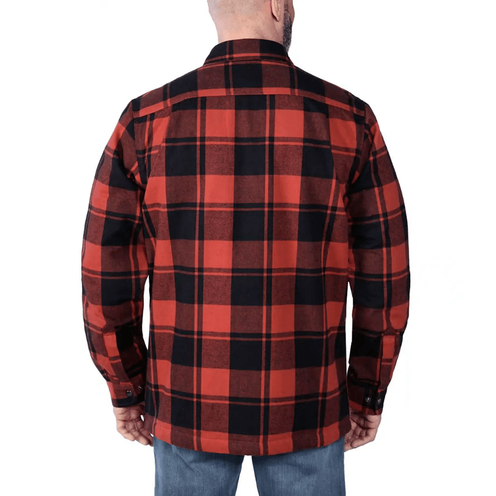 Carhartt 105939 Relaxed Fit Heavyweight Flannel Sherpa-Lined Shirt Jacket Red 2XL