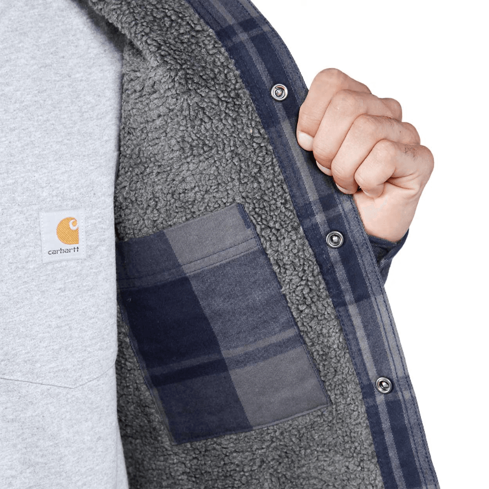 Carhartt 105939 Relaxed Fit Heavyweight Flannel Sherpa-Lined Shirt Jacket Red 2XL