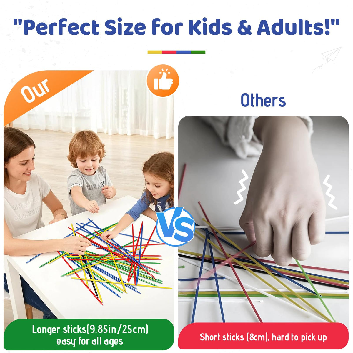 DOXISHRUKY Classic Wooden Pick Up Sticks – 41-Piece Family Game (9.8-Inch)