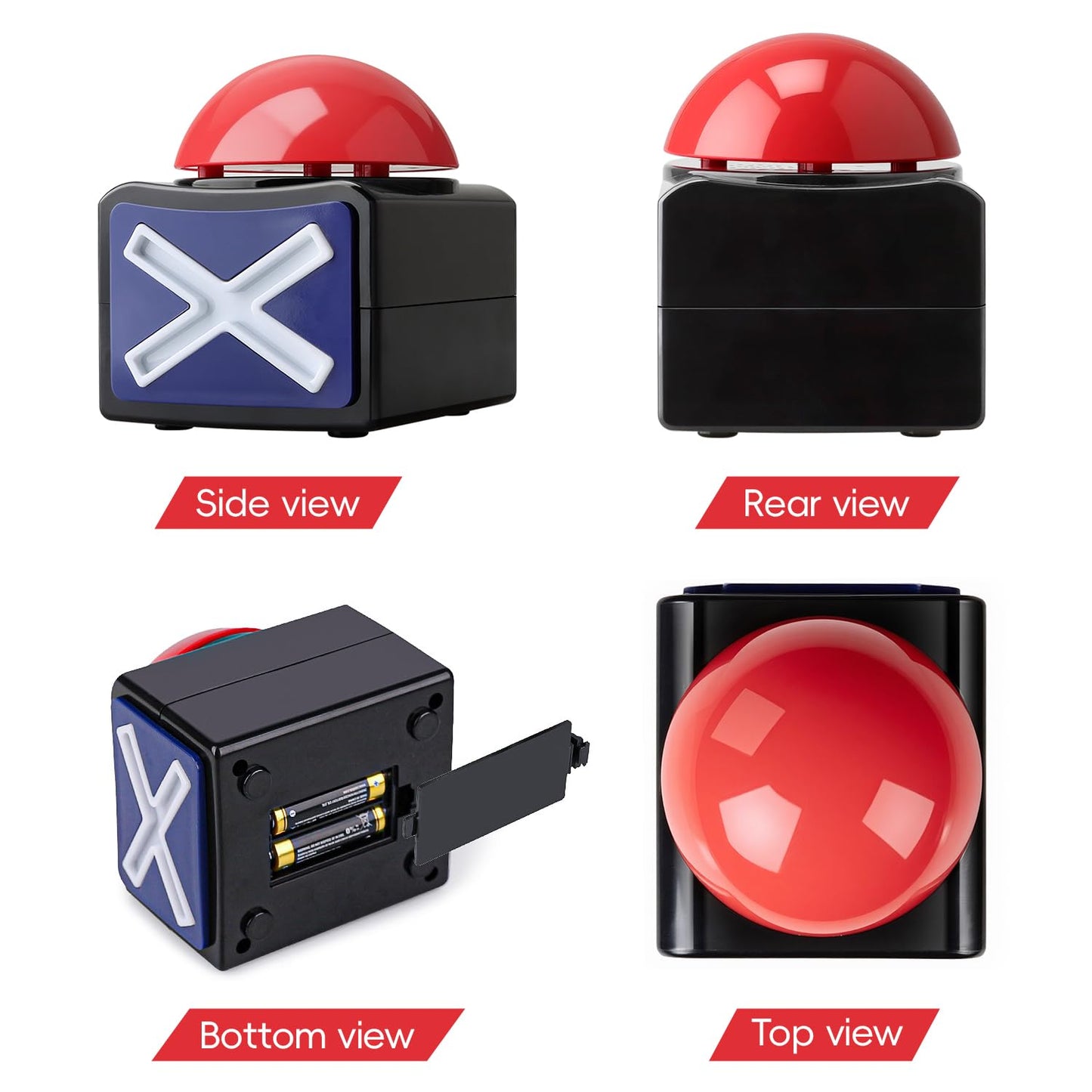 DOXISHRUKY 2 Pack Game Buzzers with Lights & Sound – Red LED, 3-Second Alarm