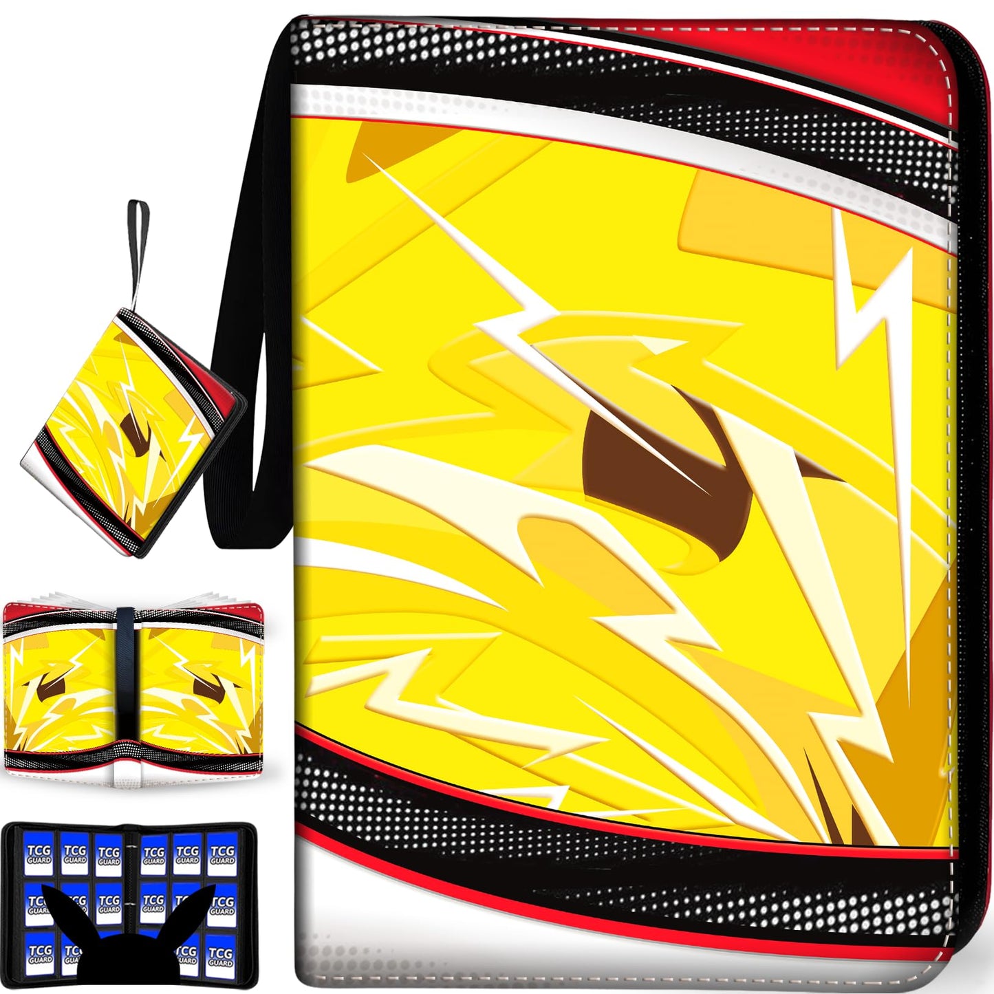 DOXUA 1008 Card Binder – 3-Ring Trading Card Binder with 56 Removable Sleeves, Yellow
