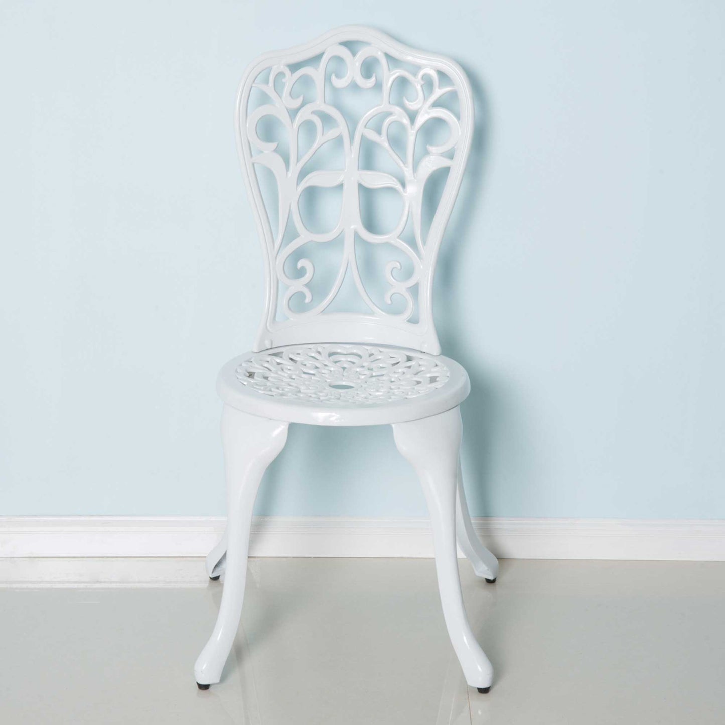 Outsunny 3 Pieces Antique Garden Bistro Set for 2 with Umbrella Hole, White