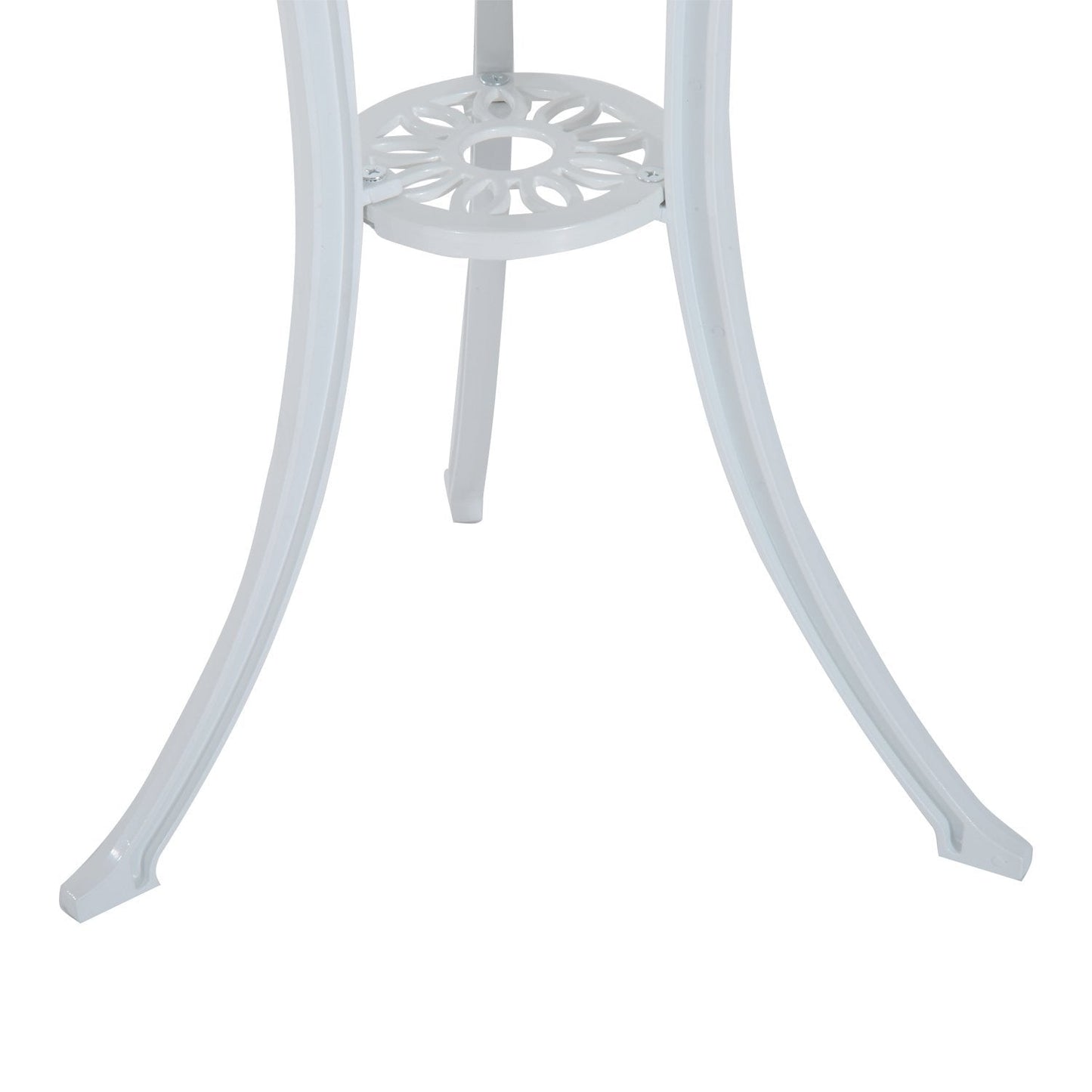Outsunny 3 Pieces Antique Garden Bistro Set for 2 with Umbrella Hole, White