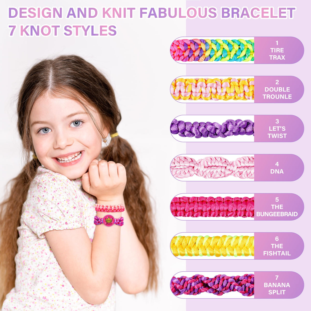 Dpai Friendship Bracelet Making Kit for Girls (Double Purple) — DIY Jewelry String Maker, Creative Craft Toy for Ages 6-12
