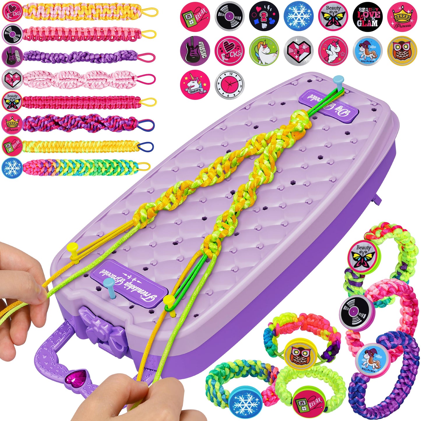 Dpai Friendship Bracelet Making Kit for Girls (Double Purple) — DIY Jewelry String Maker, Creative Craft Toy for Ages 6-12