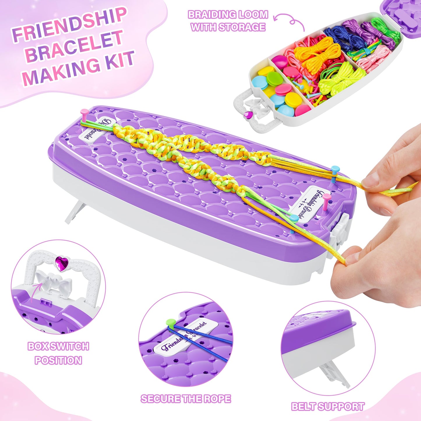 Dpai Friendship Bracelet Making Kit for Girls – DIY Jewelry Craft Kit for Ages 6–12+ (Purple)
