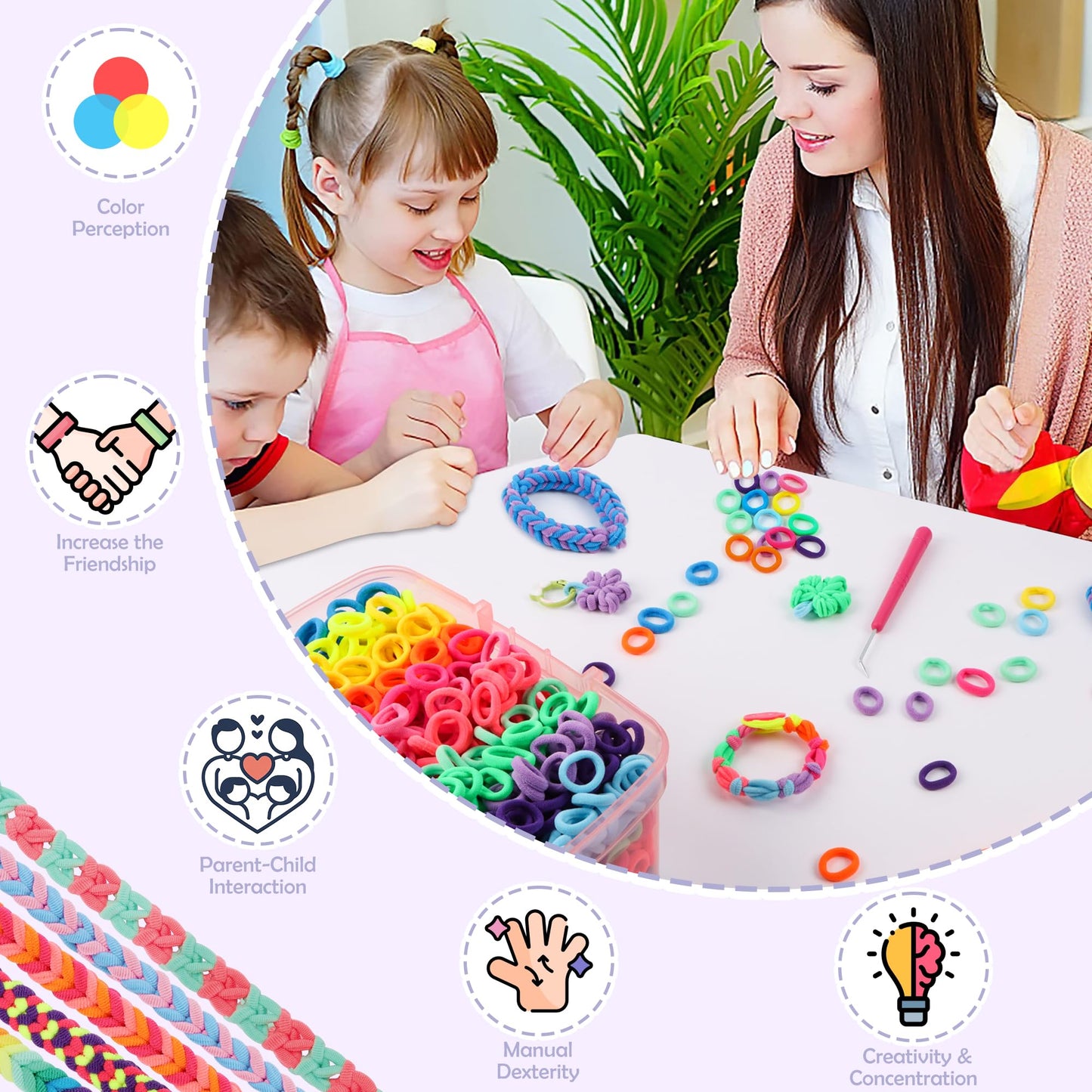 DPAPDI Mermaid Bracelet Kit for Kids | 1200+ Colorful Loops | DIY Jewelry Craft Kit