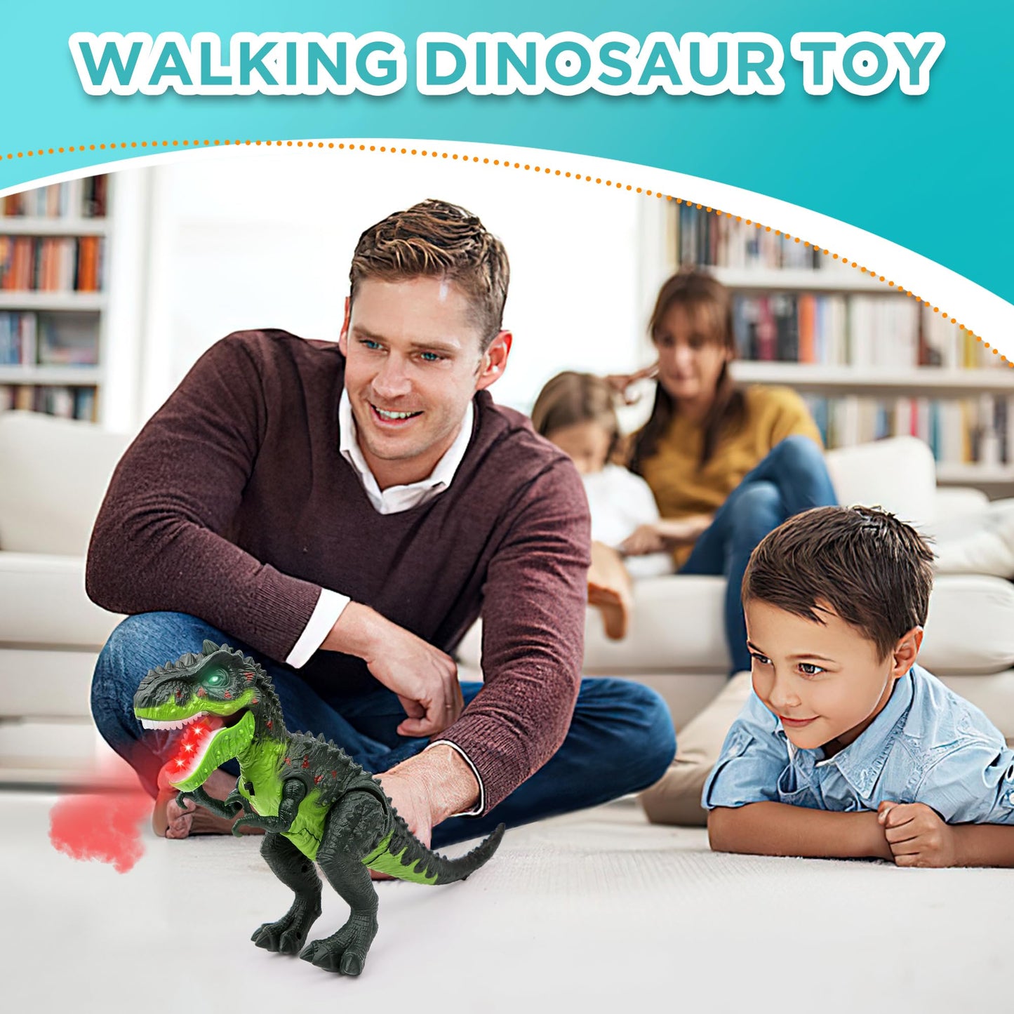 DPAPDI Electric Walking Dinosaur Toy for Kids – Detachable Tail, LED Flame, Realistic Sounds