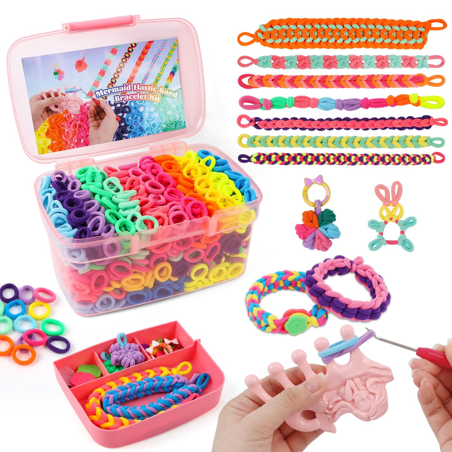 DPAPDI Mermaid Bracelet Kit for Kids | 1200+ Colorful Loops | DIY Jewelry Craft Kit