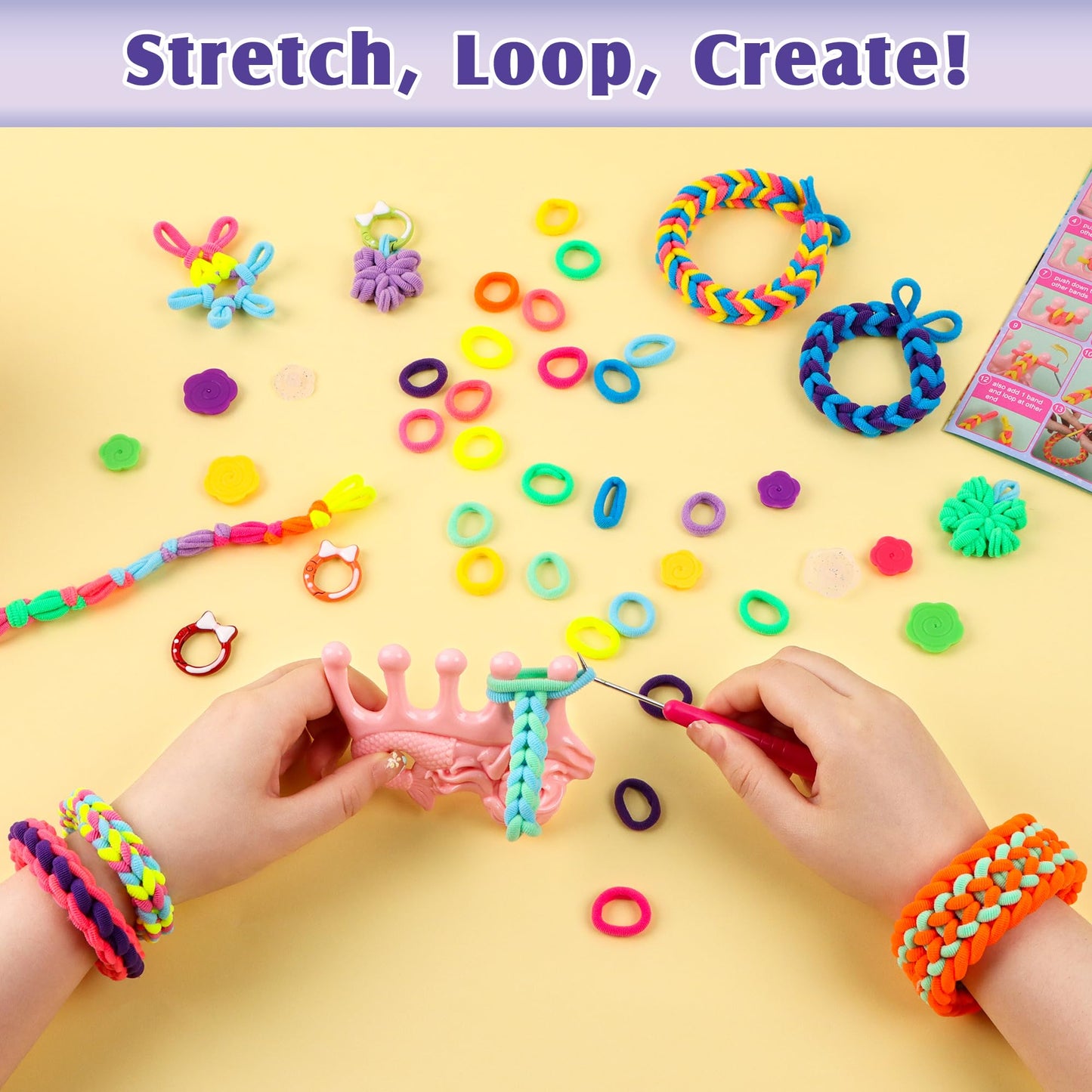 DPAPDI Mermaid Bracelet Kit for Kids | 1200+ Colorful Loops | DIY Jewelry Craft Kit