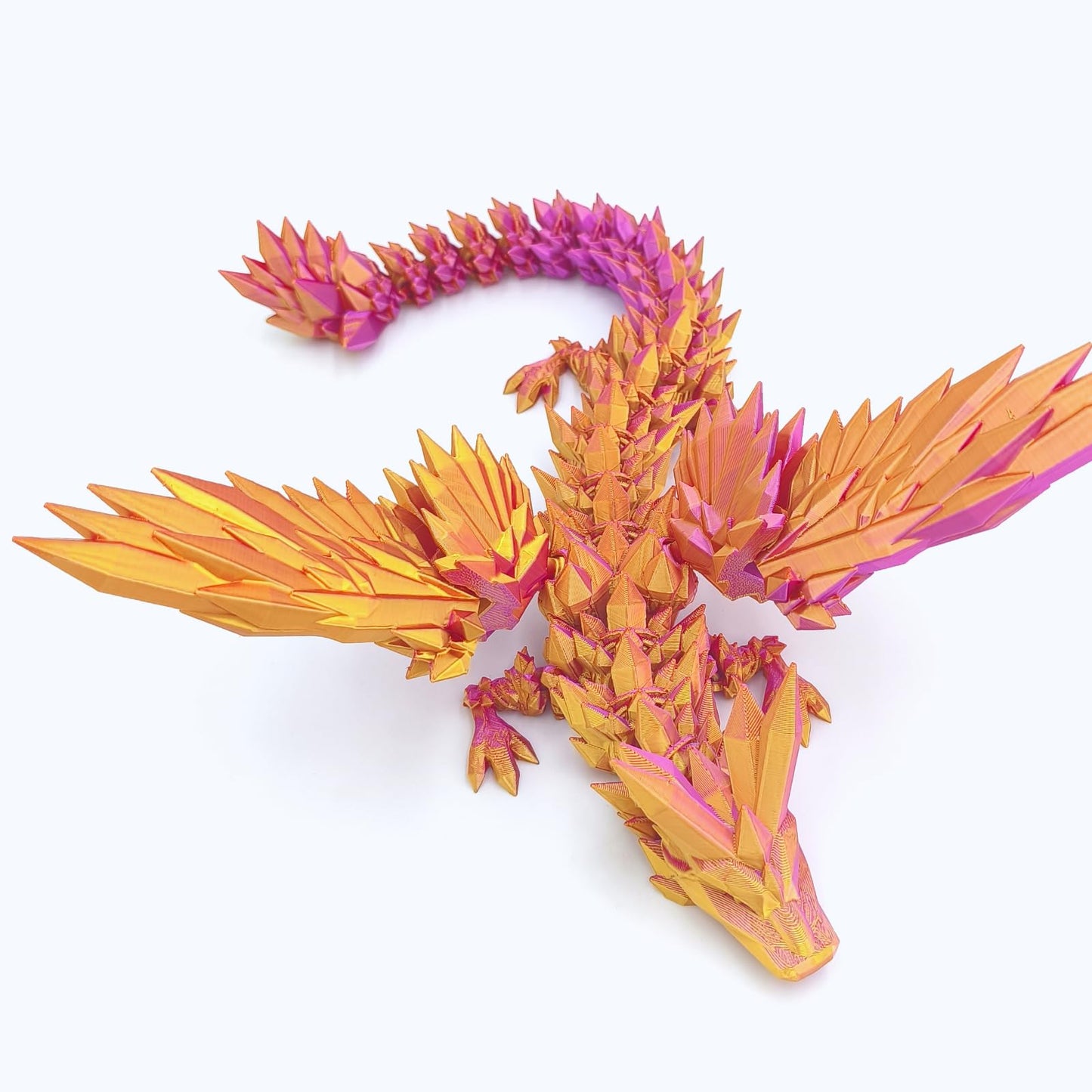 Dpcirk 3D Printed Dragon – 18-Inch Flying Flexible Dragon with Wings (Purple Gold)
