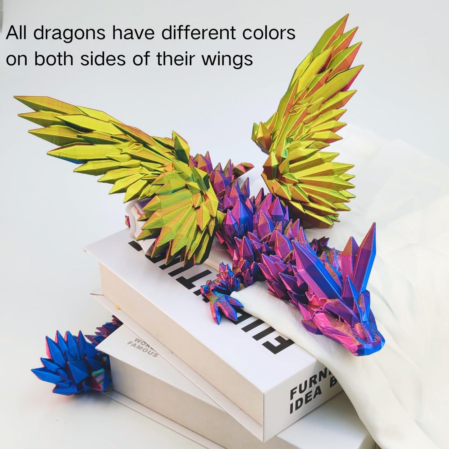 Dpcirk 3D Printed Dragon – 18-Inch Flying Flexible Dragon with Wings (Purple Gold)