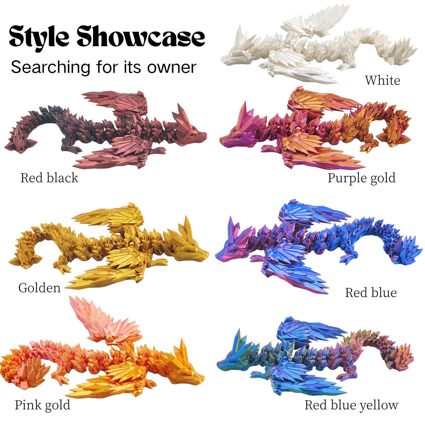 Dpcirk 3D Printed Dragon – 18-Inch Flying Dragon with Wings | Home Decor & Desk Pet