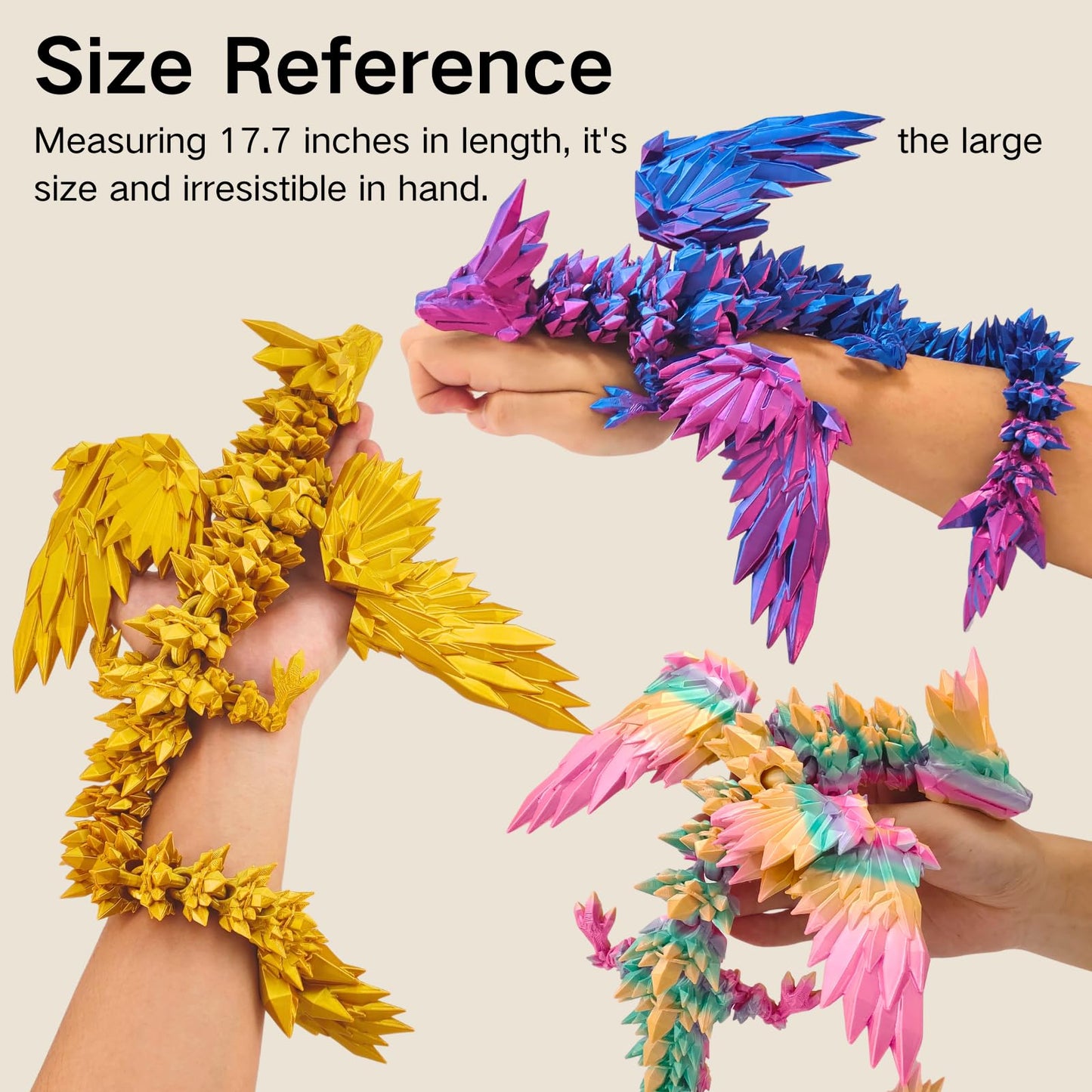 Dpcirk 3D Printed Dragon – 18-Inch Flying Dragon with Wings | Home Decor & Desk Pet