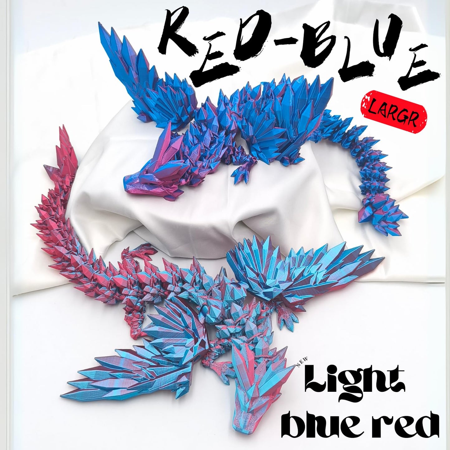 Dpcirk 3D Printed Dragon – 18-Inch Flying Flexible Dragon with Wings (Purple Gold)