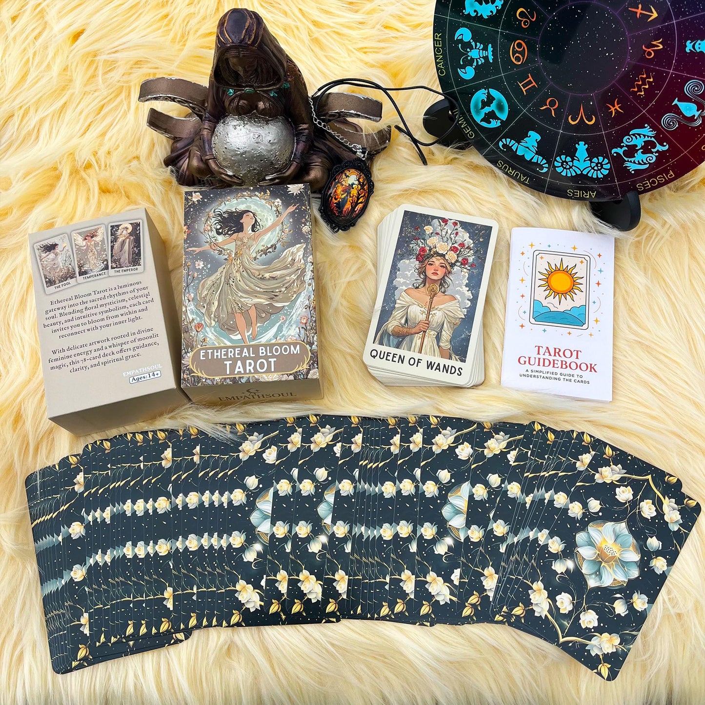 DPEHAKMK Floral Tarot Deck – 78 Cards with Guidebook | Modern Witch Tarot for Beginners & Experienced Readers