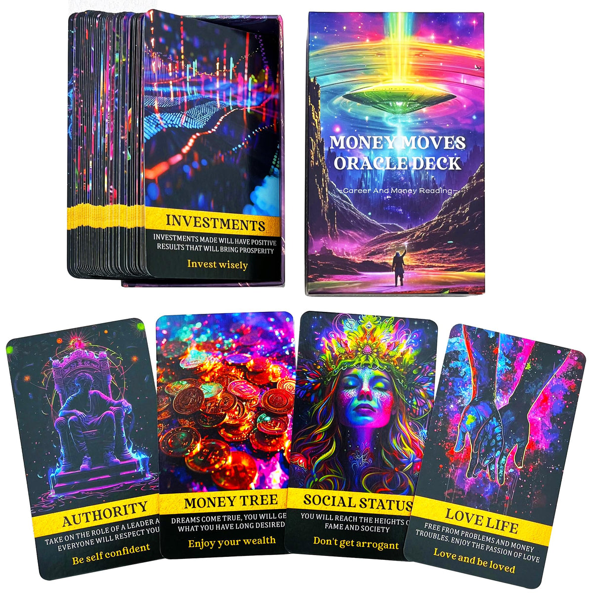 DPEHAKMK Money Oracle Cards - Career & Life Oracle Deck for Beginners (54 Cards)