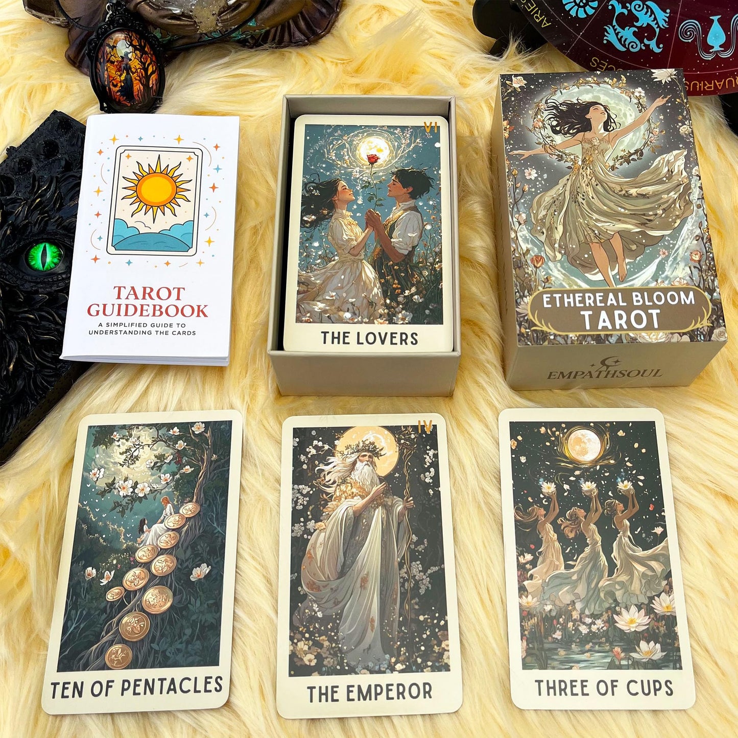 DPEHAKMK Floral Tarot Deck – 78 Cards with Guidebook | Modern Witch Tarot for Beginners & Experienced Readers